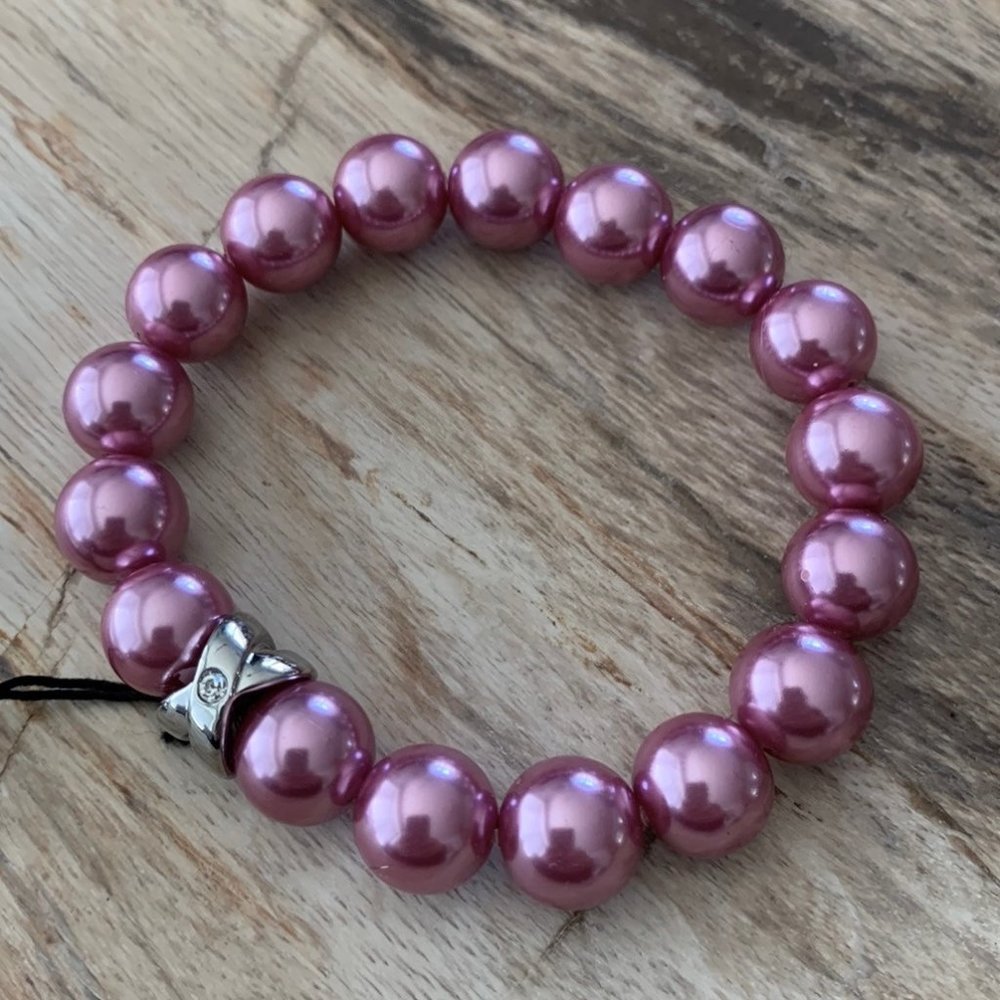 Dyrberg/Kern Hella pink pearl bracelet with Swarovski crystal